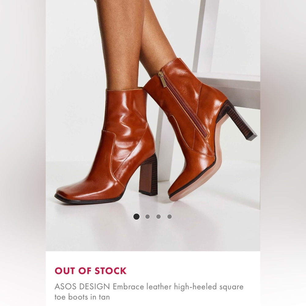 ASOS Design Leather Square Toe Boots
